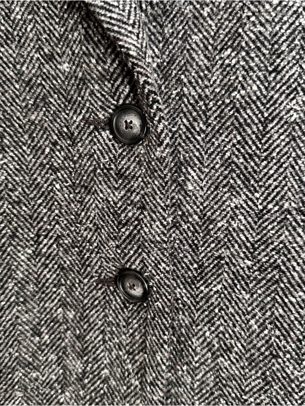 Zara Girls Black & White Herringbone Long Pea Coat Size 6 - Picture 4 of 7